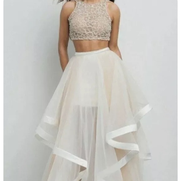 Glamour by Terani Couture Beaded Formal Crop Top - Picture 2 of 5